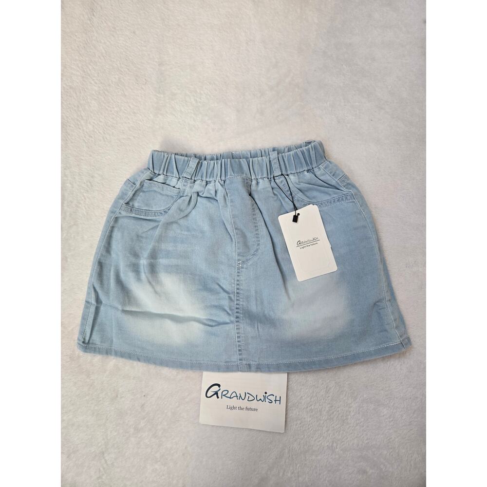 Grandwish Girls Denim Skort Size 8 Light Wash Blue Elastic Waist New With Tags